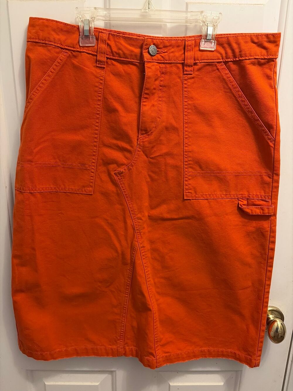 BDG Urban Outfitters Orange Denim Utility Cargo Pocket Mini Skirt Size Large